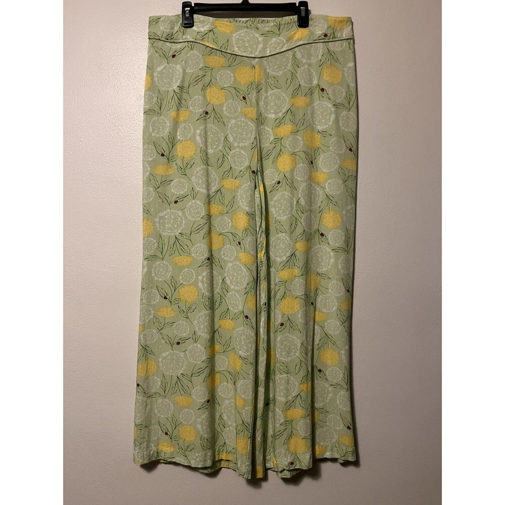 ModCloth Boho Floral Wide Leg Flowy Pants Women's Size 1X Ladybugs Pockets